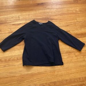 Lands End 3/4 Sleeve V Neck Black Top